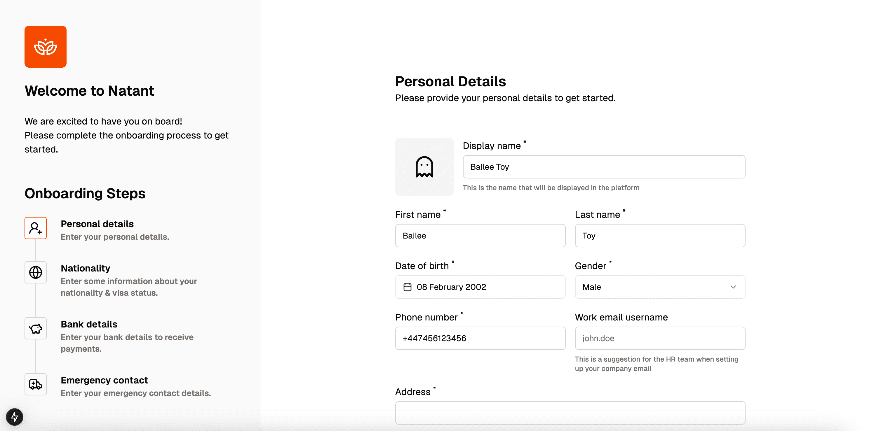 HR Hub dashboard screenshot
