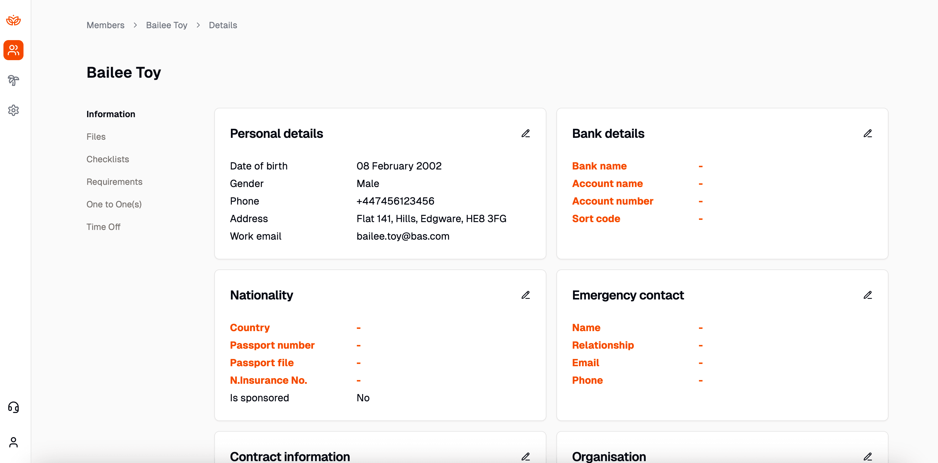 HR Hub dashboard screenshot